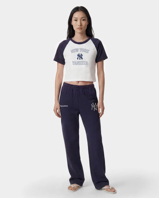 Yankees Krystal Wide Sweatpant - Dark Navy/White
