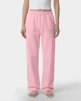 Yankees Krystal Wide Sweatpant - Candy/White