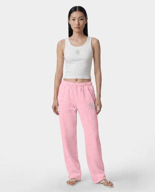 Yankees Krystal Wide Sweatpant - Candy/White