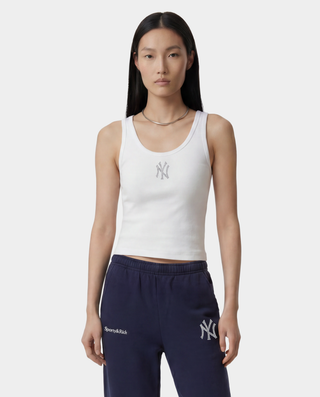 Yankees Krystal Cropped Tank - White/Dark Navy