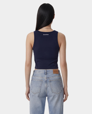 Yankees Krystal Cropped Tank - Dark Navy/White