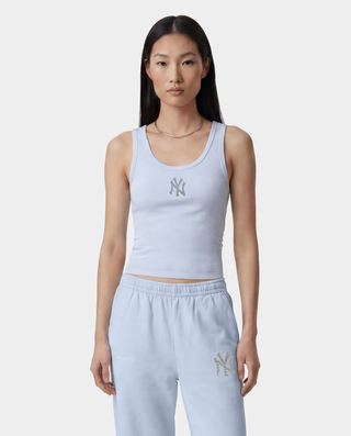 Yankees Krystal Cropped Tank - Ciel/White