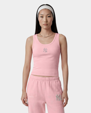Yankees Krystal Cropped Tank - Candy/White