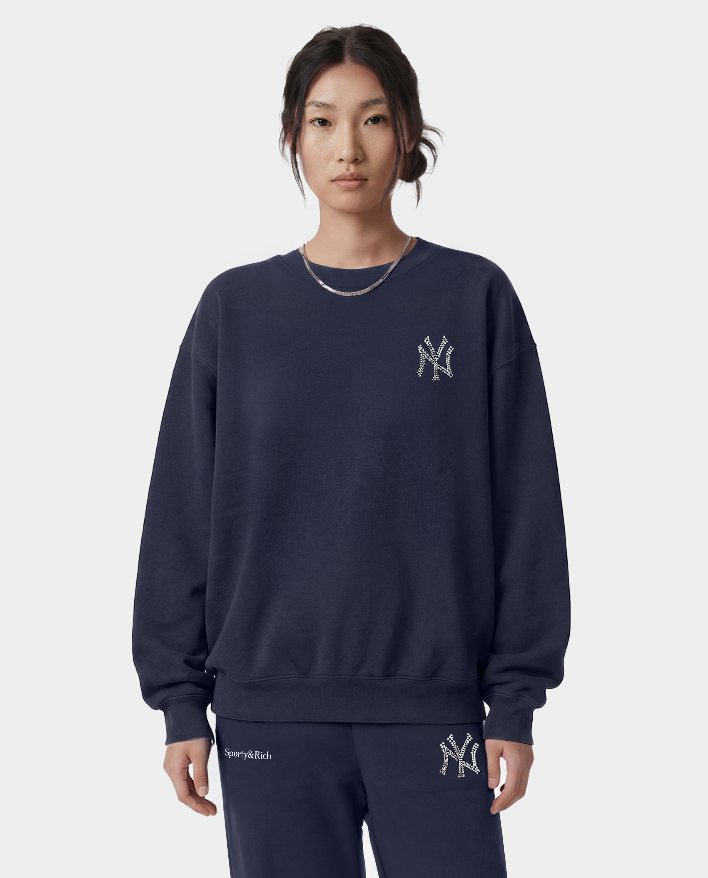 Yankees Krystal Crewneck - Dark Navy/White – Sporty & Rich