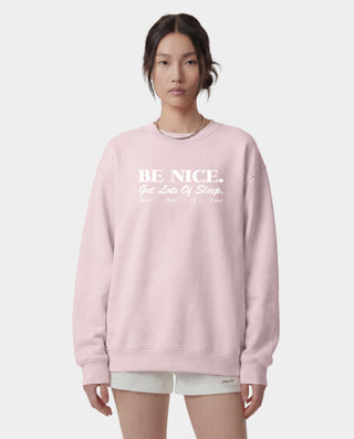Be Nice Crewneck - Clear Pink/White