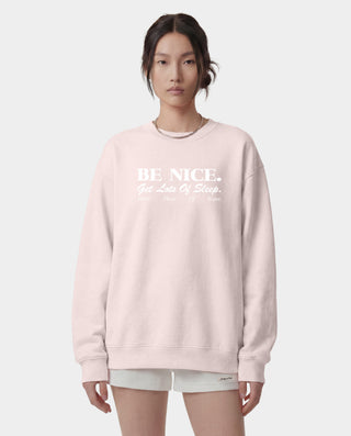 Be Nice Crewneck - Clear Pink/White