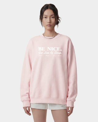 Be Nice Crewneck - Clear Pink/White