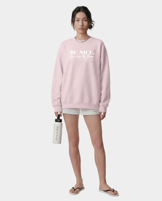 Be Nice Crewneck - Clear Pink/White