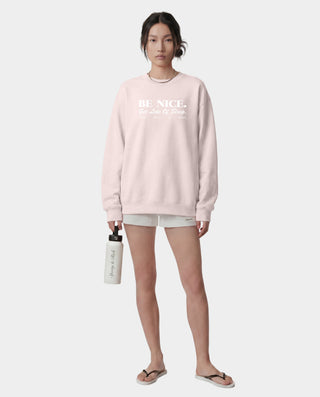 Be Nice Crewneck - Clear Pink/White