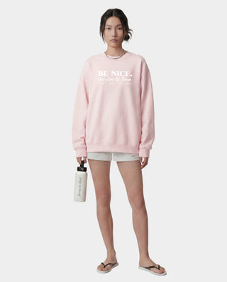 Be Nice Crewneck - Clear Pink/White