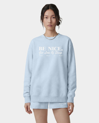 Be Nice Crewneck - Mist/White
