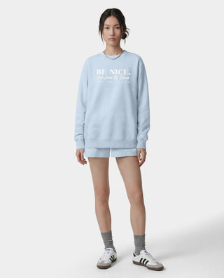 Be Nice Crewneck - Mist/White