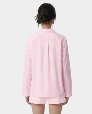 Signature Logo Pyjama Shirt - Clear Pink Striped/White