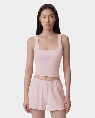 Signature Logo Ribbed Baby Tank - Clear Pink/Black