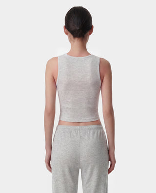 Signature Logo Ribbed Baby Tank - Heather Gray/Black