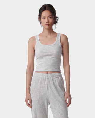 Signature Logo Ribbed Baby Tank - Heather Gray/Black