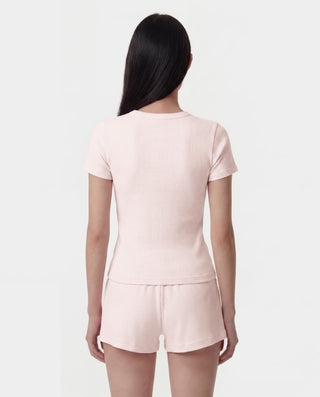 Signature Logo Ribbed Baby Tee - Clear Pink/Black