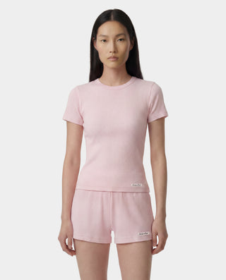 Signature Logo Ribbed Baby Tee - Clear Pink/Black