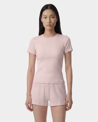 Signature Logo Ribbed Baby Tee - Clear Pink/Black