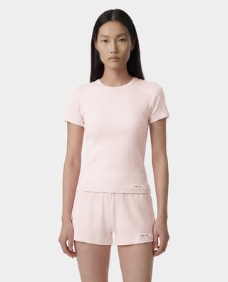 Signature Logo Ribbed Baby Tee - Clear Pink/Black