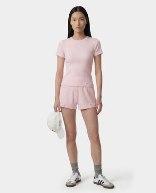 Signature Logo Ribbed Baby Tee - Clear Pink/Black