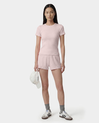 Signature Logo Ribbed Baby Tee - Clear Pink/Black