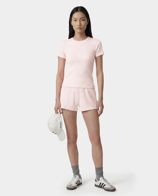 Signature Logo Ribbed Baby Tee - Clear Pink/Black