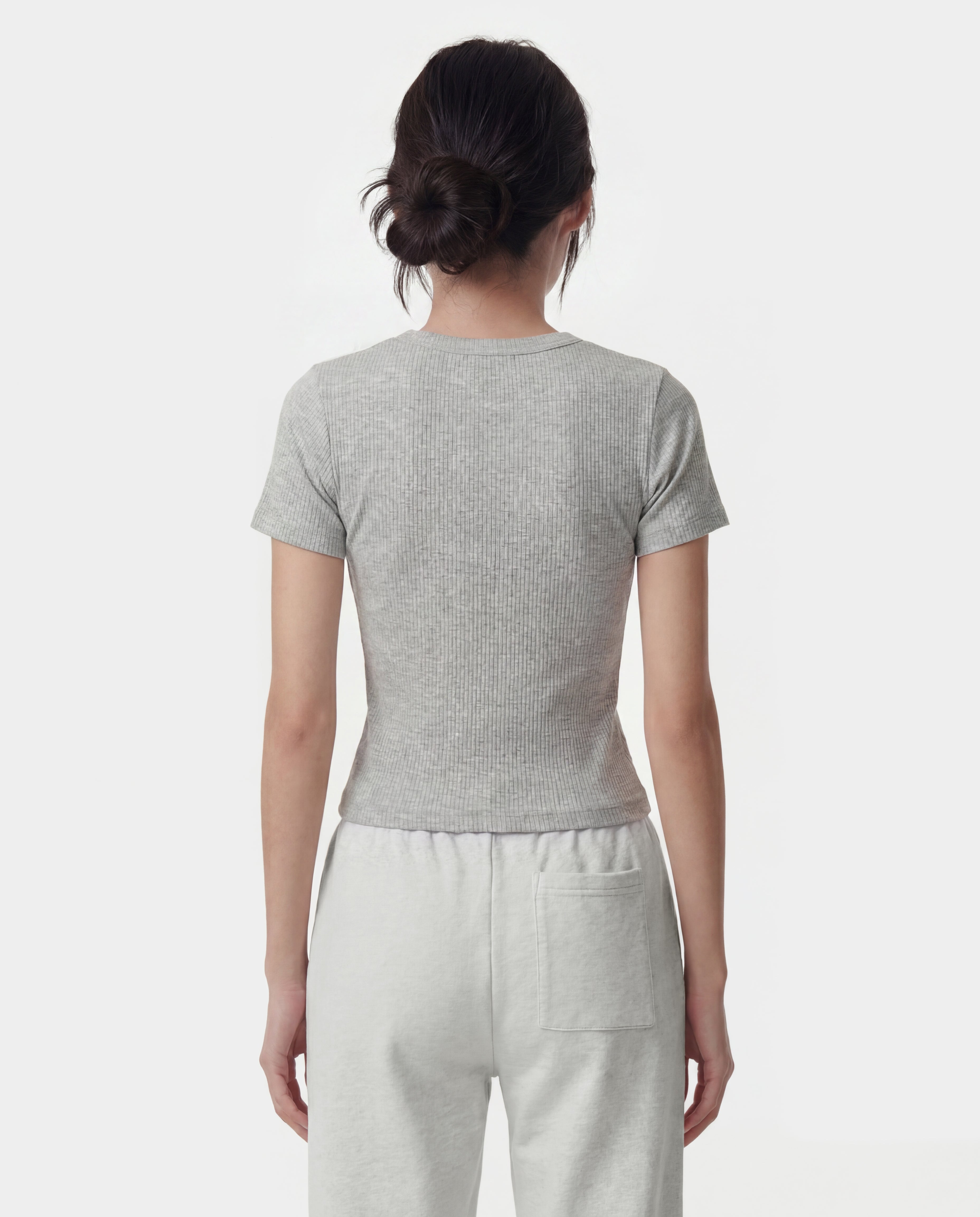 Signature Logo Ribbed Baby Tee - Heather Gray/Black – Sporty & Rich