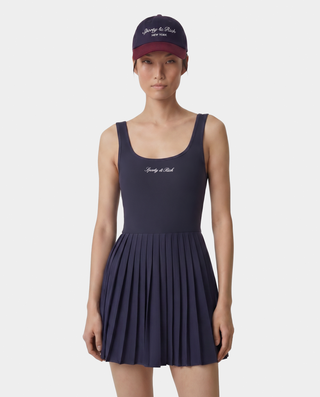Signature Logo Court Dress - Navy/White