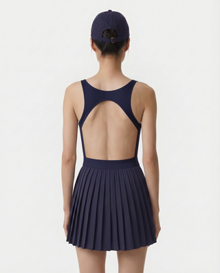 Signature Logo Court Dress - Navy/White