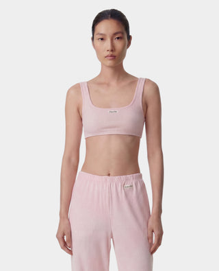 Signature Logo Ribbed Bralette - Clear Pink/Black