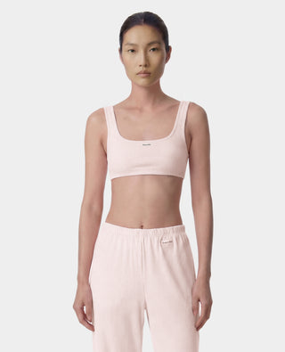 Signature Logo Ribbed Bralette - Clear Pink/Black