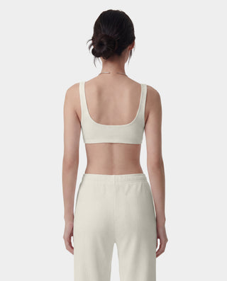 Signature Logo Ribbed Bralette - Ecru/Black