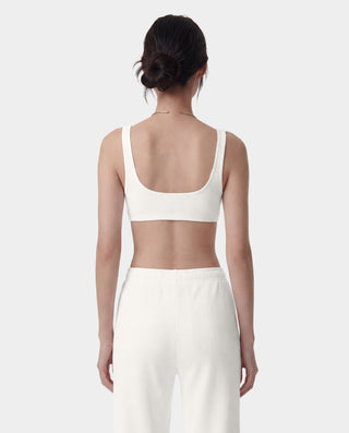 Signature Logo Ribbed Bralette - Ecru/Black