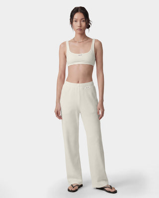 Signature Logo Ribbed Bralette - Ecru/Black
