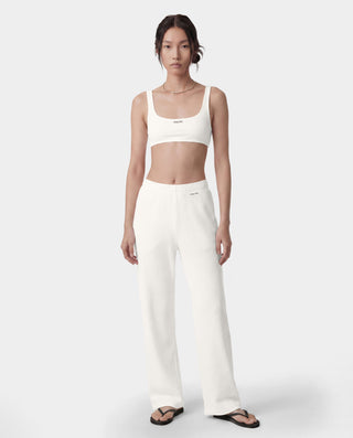 Signature Logo Ribbed Bralette - Ecru/Black