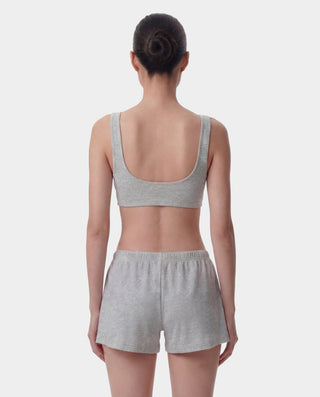 Signature Logo Ribbed Bralette - Heather Gray/Black