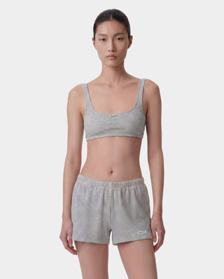 Signature Logo Ribbed Bralette - Heather Gray/Black
