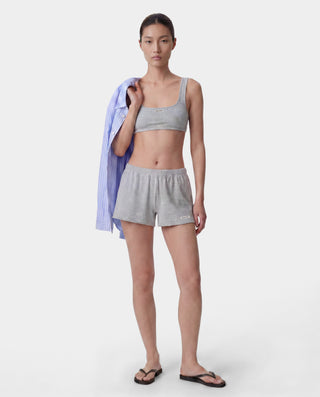 Signature Logo Ribbed Bralette - Heather Gray/Black