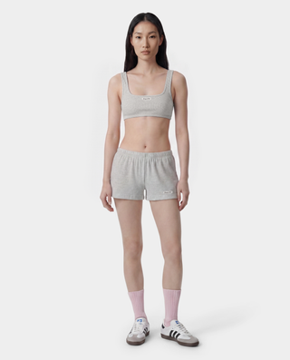 Signature Logo Ribbed House Short - Heather Gray/Black