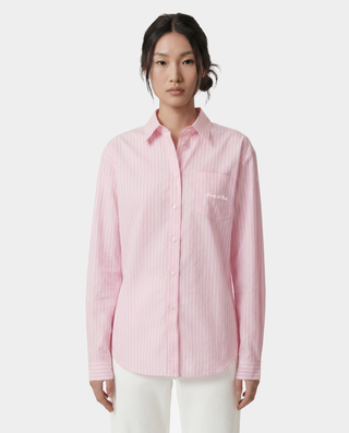 Signature Logo Oversized Shirt - Clear Pink Striped/White