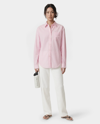 Signature Logo Oversized Shirt - Clear Pink Striped/White