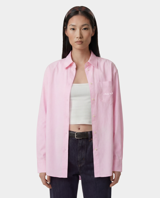 Signature Logo Oversized Shirt - Clear Pink/White