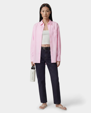 Signature Logo Oversized Shirt - Clear Pink/White