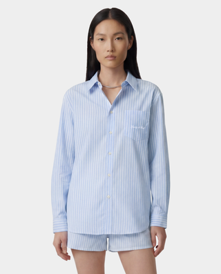 Signature Logo Oversized Shirt - Mist Striped/White