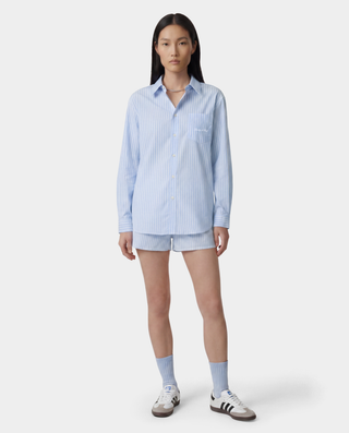 Signature Logo Oversized Shirt - Mist Striped/White