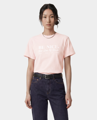Be Nice Essential Tee - Clear Pink/White