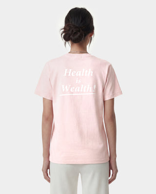 Health Is Wealth T-Shirt - Clear Pink/White