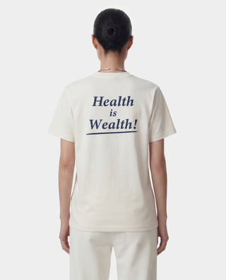 Health Is Wealth T-Shirt - Ecru/Light Navy