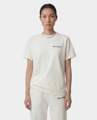 Health Is Wealth T-Shirt - Ecru/Light Navy